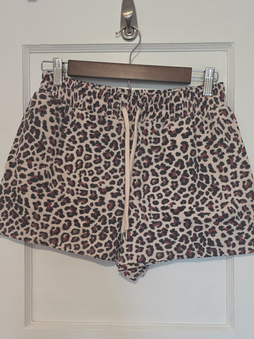 Victoria's Secret Cream Leopard Print Lounge Shorts with Pink Accents